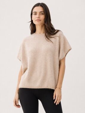 Nomad 1942 Brushed Cashmere Pelham Pullover T Shirt Sweater Poncho XS/S Beige